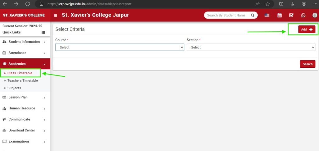 Add Class Timetable Step 1 How to Add Course Time Table